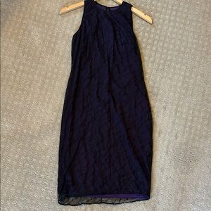 Laundry By Shelli Segal Navy Textured Midi Dress